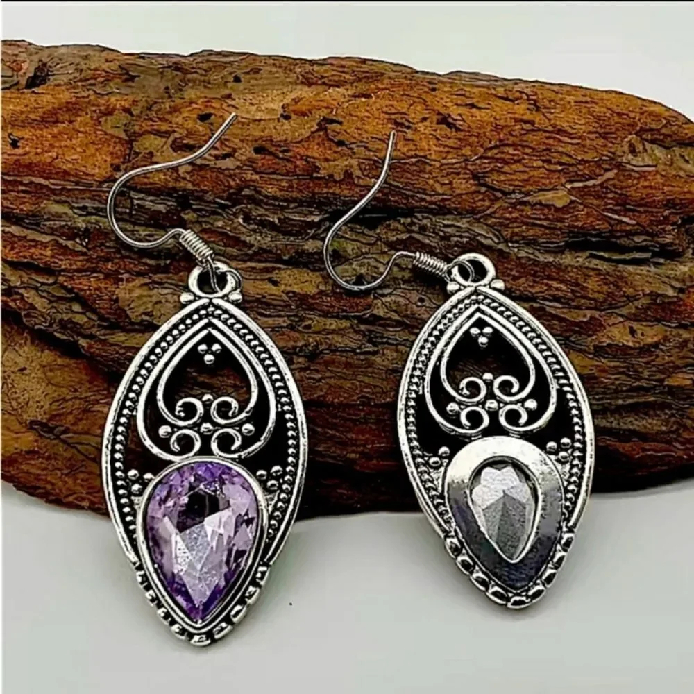 Silver Hollow Out Vintage Dangle Boho Earrings
